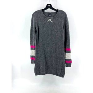 Hot Totties Women's Long Striped Sleeve Gray Knit Tunic Sweater Dress Size Small
